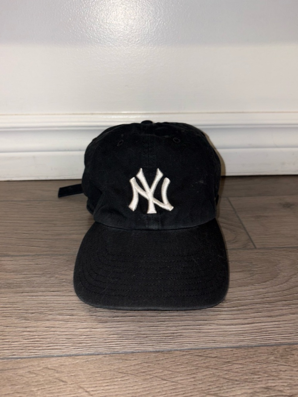 Black Baseball Cap with White NY Logo - Men's Hat ‘47 Brand